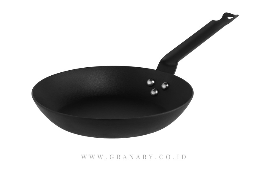 Bima Chefs Heavy Black Steel Frying Pan 24cm, 3.0mm
